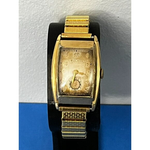 Vintage MENS ART DECO BULOVA 10k GOLD FILLED WRISTWATCH needs